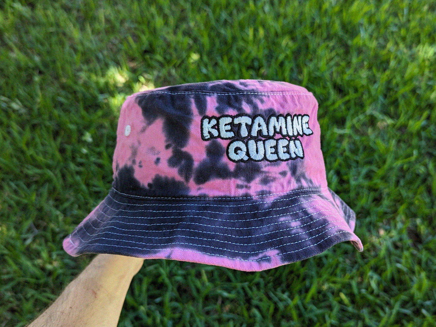 Ketamine Queen - Embroidered Tie Dye Bucket Hat