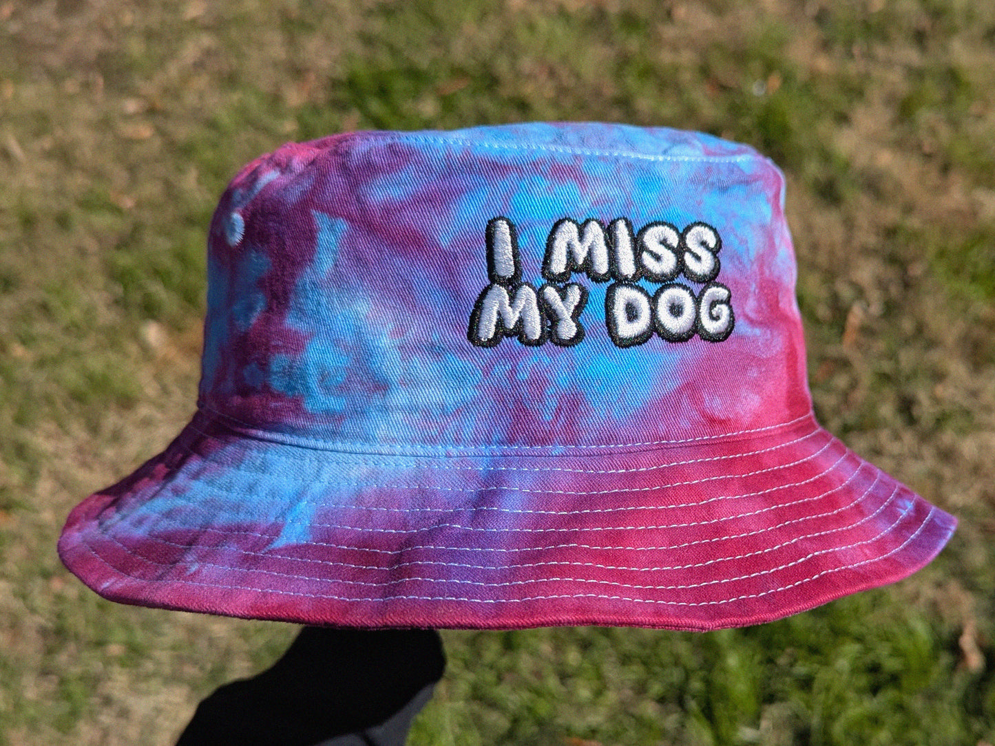 I Miss My Dog/Dogs - Embroidered Tie Dye Bucket Hat
