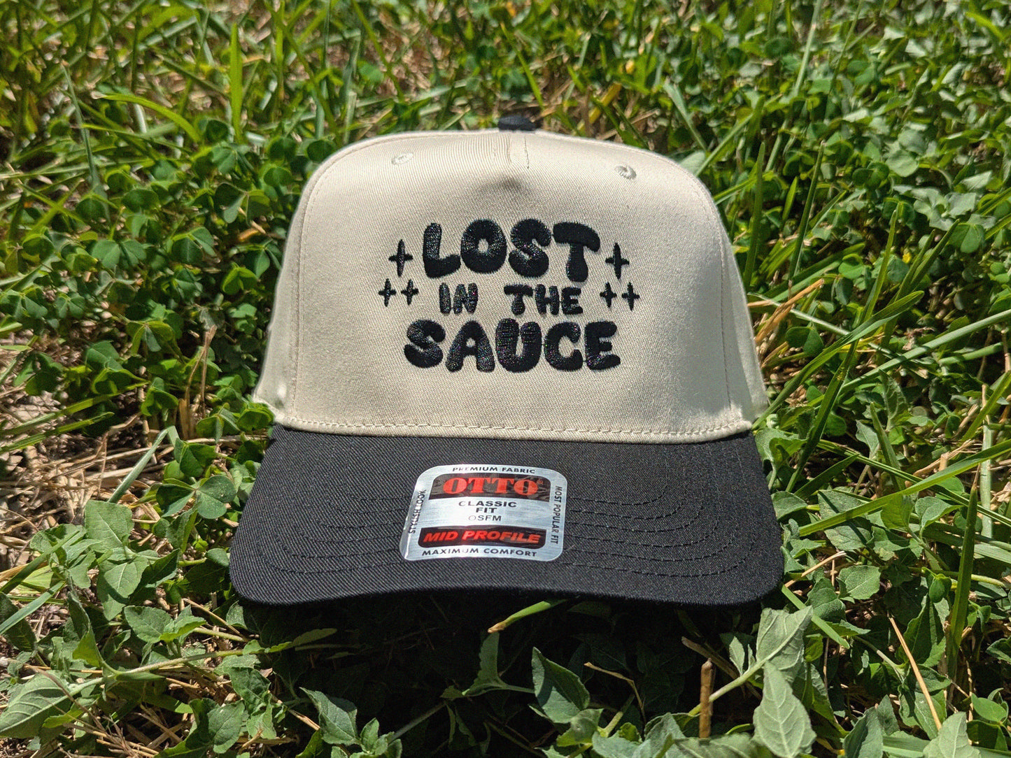 Lost in the Sauce Embroidered Trucker Cap - Otto Cap Funny Hat Raver Gift Music Festival 5 Panel Mid Profile Cap - Rave Hat Meme Hat Gift