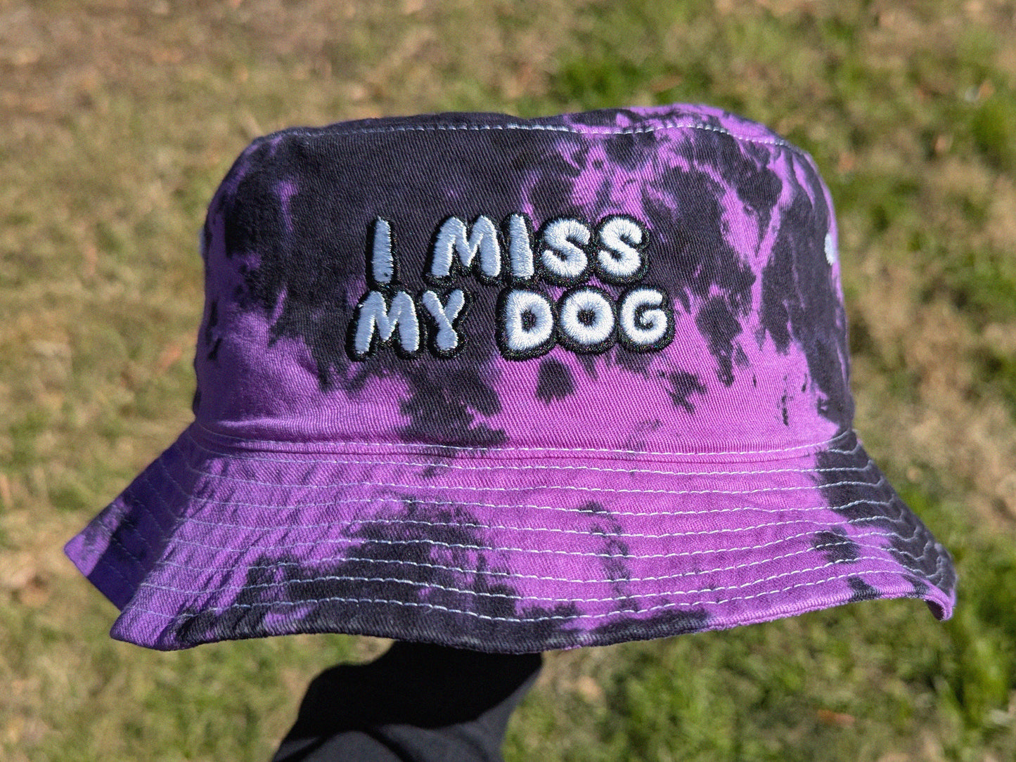 I Miss My Dog/Dogs - Embroidered Tie Dye Bucket Hat