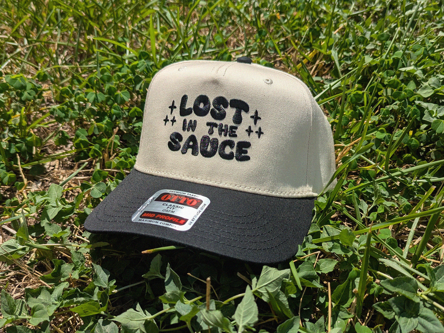 Lost in the Sauce Embroidered Trucker Cap - Otto Cap Funny Hat Raver Gift Music Festival 5 Panel Mid Profile Cap - Rave Hat Meme Hat Gift