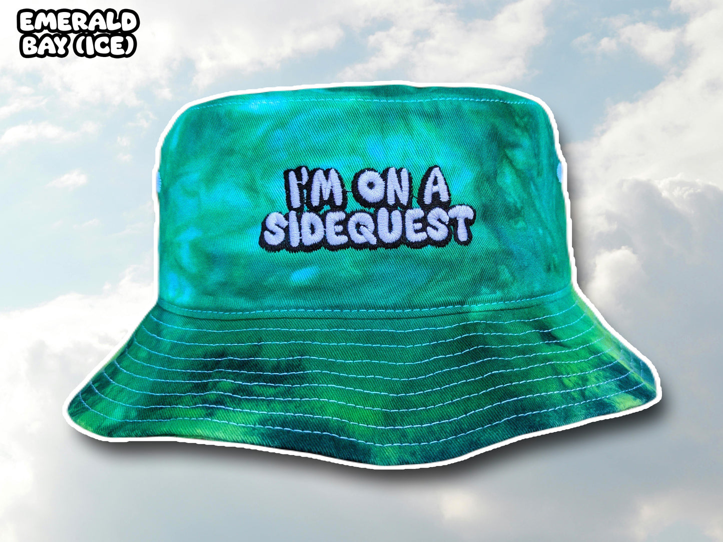 I'm On A Sidequest - Embroidered Tie Dye Bucket Hat - Rave Accessories Rave Outfit Music Festival Hat Rave Girl Gifts Rave Gear EDM Festival Wook Dubstep Hat Raver Gift