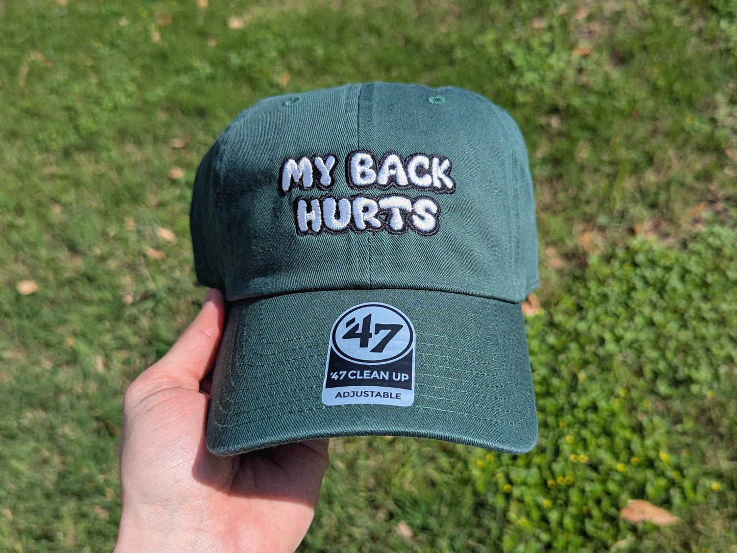 My Back Hurts - '47 Brand Embroidered Baseball Hat - Unstructured Dad Hat Rave Outfit Music Festival Hat Back Pain Funny Hat Gift Dad Gift