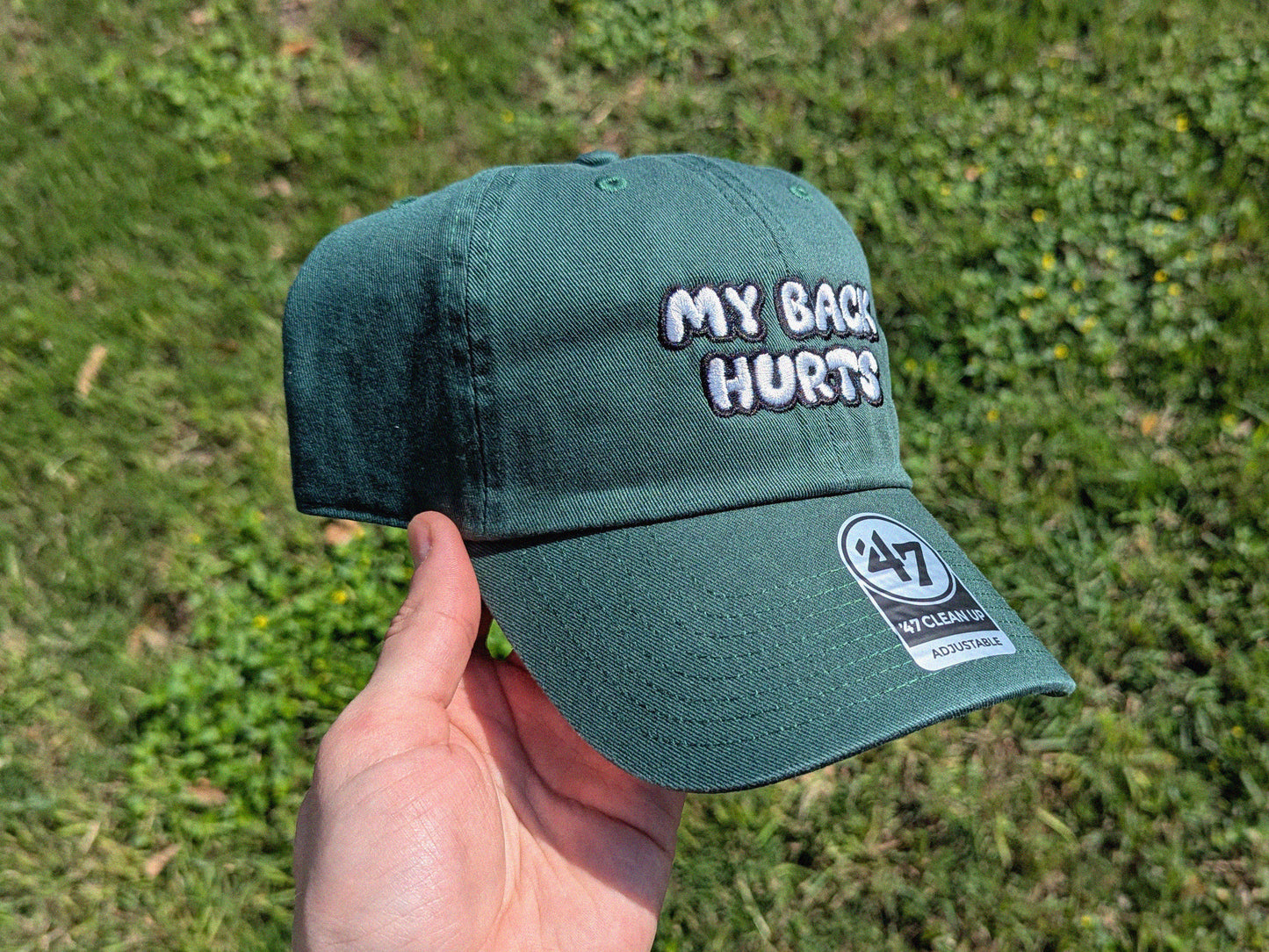 My Back Hurts - '47 Brand Embroidered Baseball Hat - Unstructured Dad Hat Rave Outfit Music Festival Hat Back Pain Funny Hat Gift Dad Gift