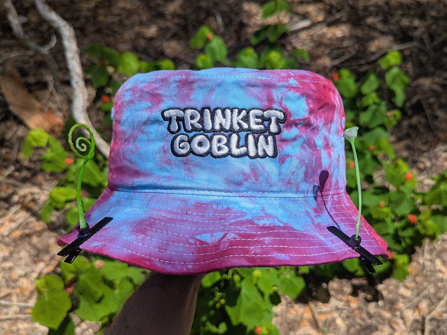 Trinket Goblin - Embroidered Tie Dye Bucket Hat - Embroidered Tie Dye Bucket Hat - Rave Gift Raver Hat Rave Girl Gifts Bass Music Hat EDM Hat