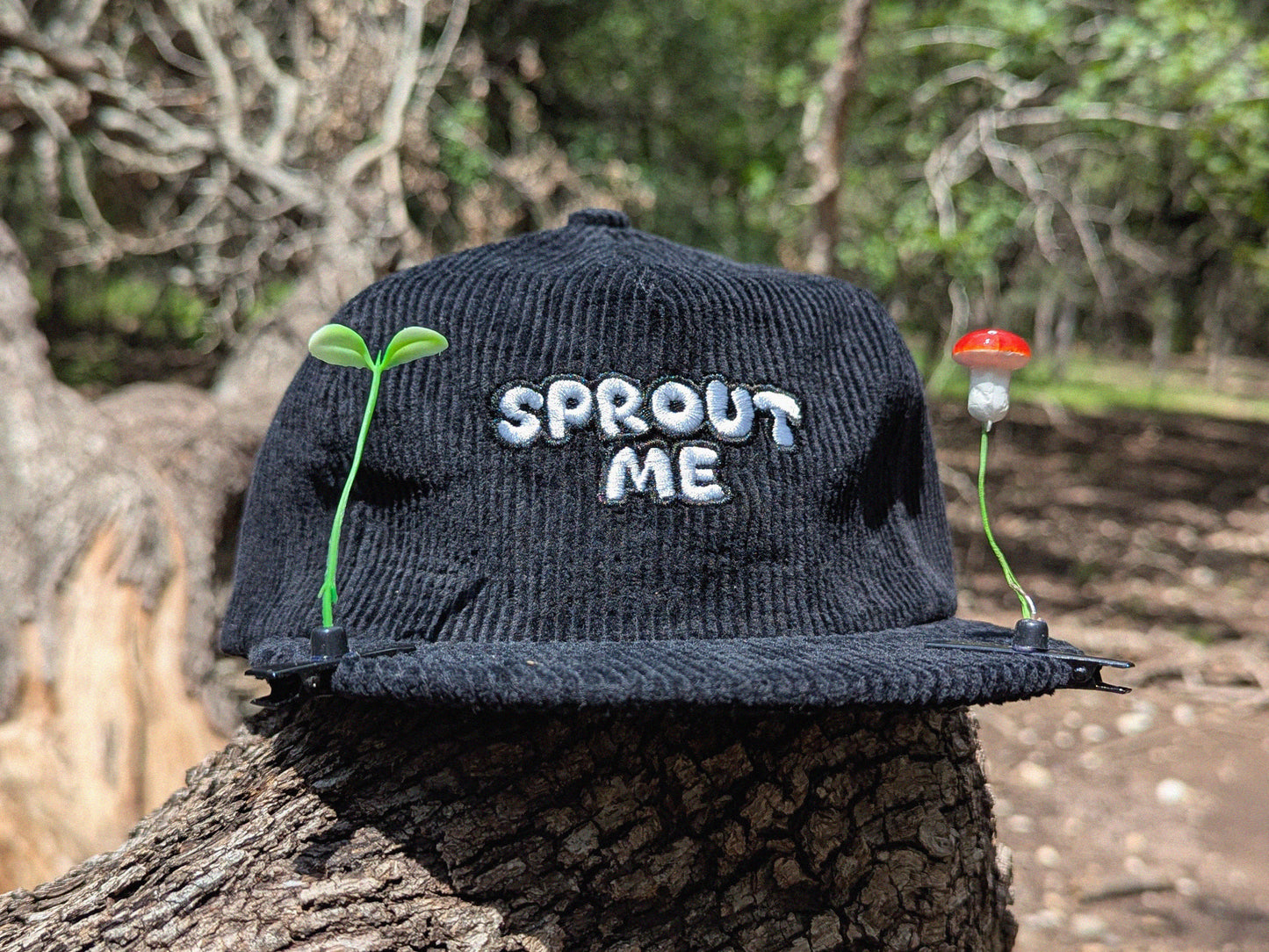 SPROUT ME Embroidered Corduroy Hat - Rave Hat Rave Outfit Music Festival Hat Raver Gift EDM Dubstep Hat Plur Sprout Me Cap Rave Gear Trinket