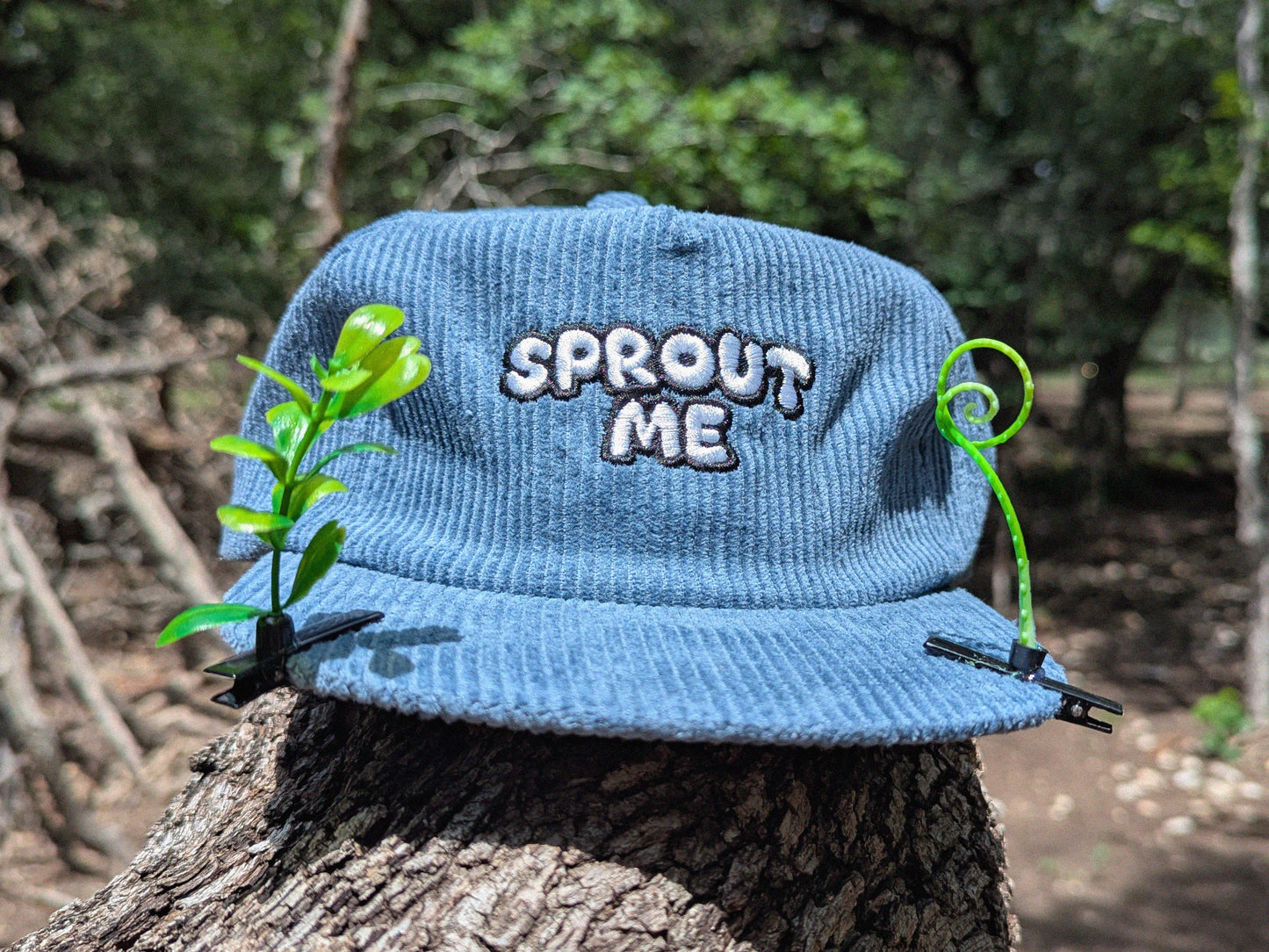 SPROUT ME Embroidered Corduroy Hat - Rave Hat Rave Outfit Music Festival Hat Raver Gift EDM Dubstep Hat Plur Sprout Me Cap Rave Gear Trinket