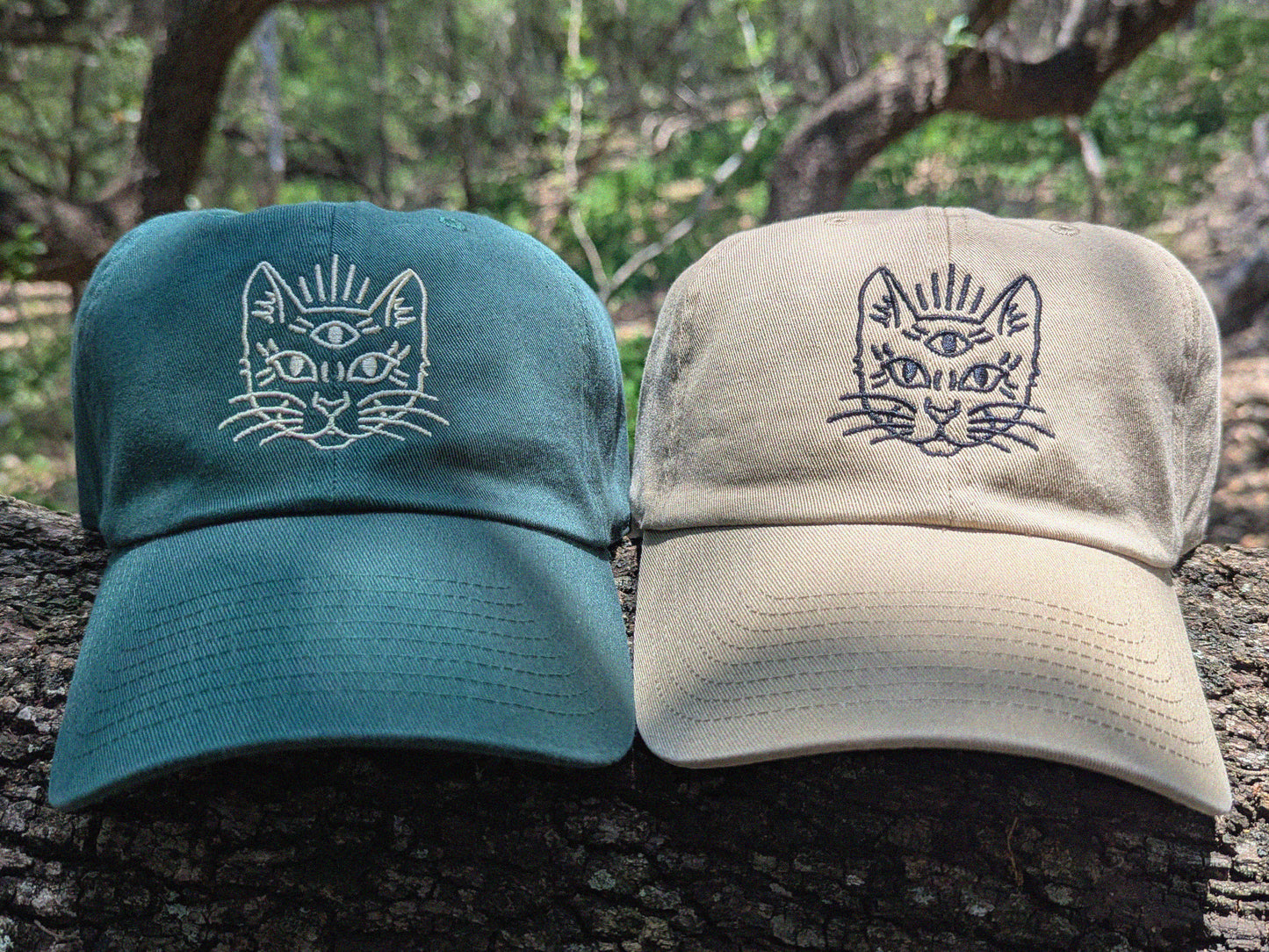 Third Eye Cat Embroidered Baseball Hat - '47 Brand Unstructured Dad Hat Rave Outfit Trippy Cat Hat Cat Gift Cat Hat Cats Lover Gift Boho