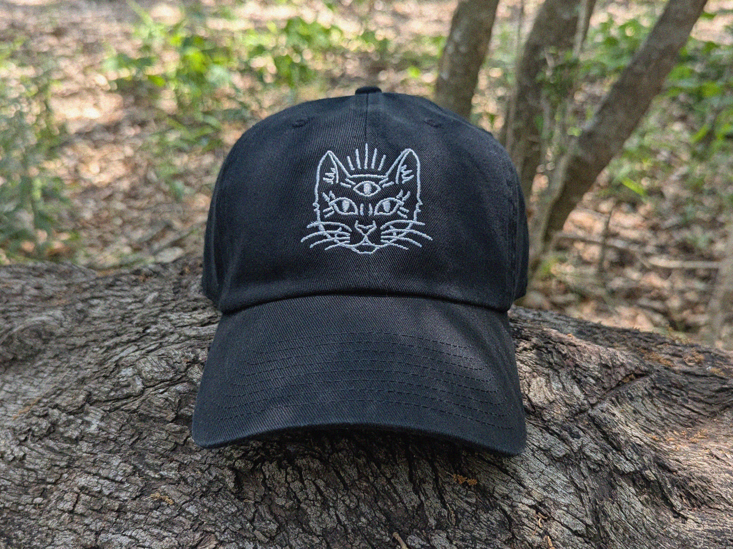 Third Eye Cat Embroidered Baseball Hat - '47 Brand Unstructured Dad Hat Rave Outfit Trippy Cat Hat Cat Gift Cat Hat Cats Lover Gift Boho