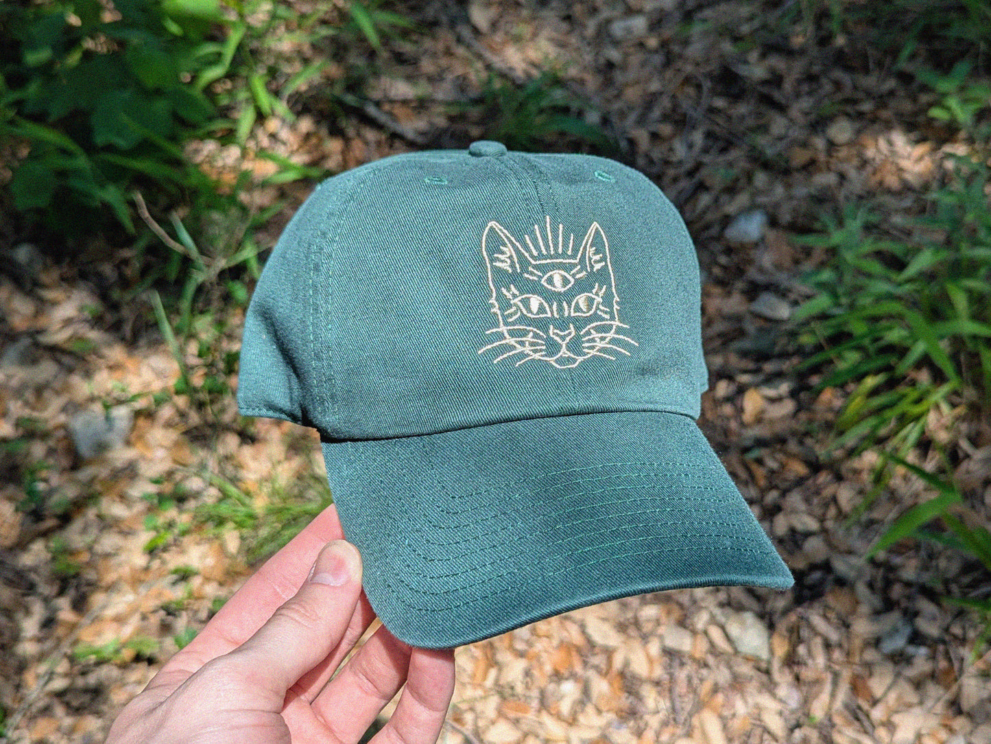 Third Eye Cat Embroidered Baseball Hat - '47 Brand Unstructured Dad Hat Rave Outfit Trippy Cat Hat Cat Gift Cat Hat Cats Lover Gift Boho