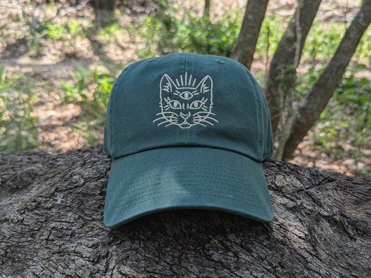 Third Eye Cat Embroidered Baseball Hat - '47 Brand Unstructured Dad Hat Rave Outfit Trippy Cat Hat Cat Gift Cat Hat Cats Lover Gift Boho