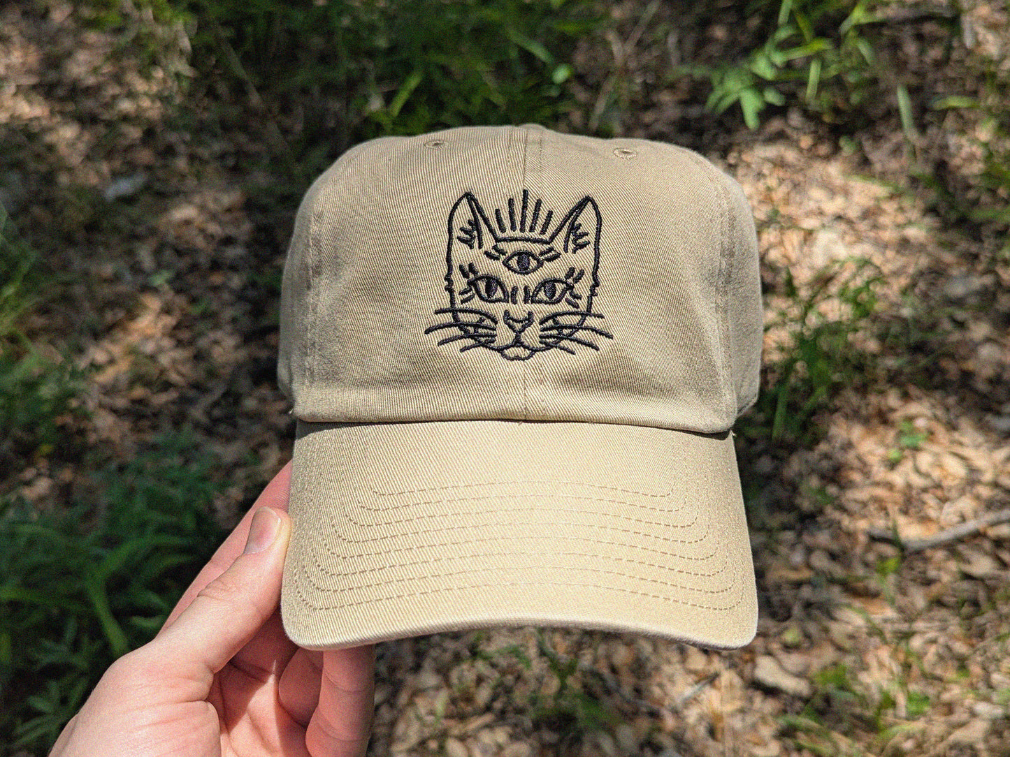 Third Eye Cat Embroidered Baseball Hat - '47 Brand Unstructured Dad Hat Rave Outfit Trippy Cat Hat Cat Gift Cat Hat Cats Lover Gift Boho