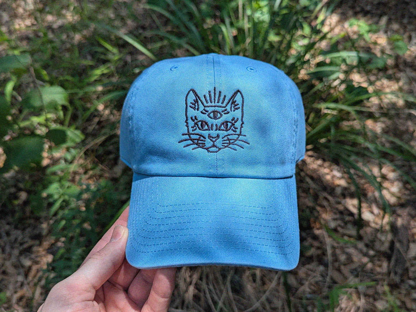 Third Eye Cat Embroidered Baseball Hat - '47 Brand Unstructured Dad Hat Rave Outfit Trippy Cat Hat Cat Gift Cat Hat Cats Lover Gift Boho