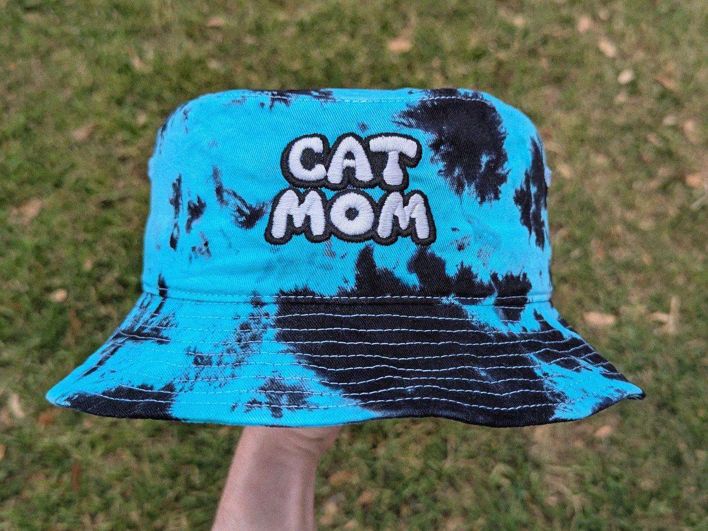 Cat Mom - Embroidered Tie Dye Bucket Hat
