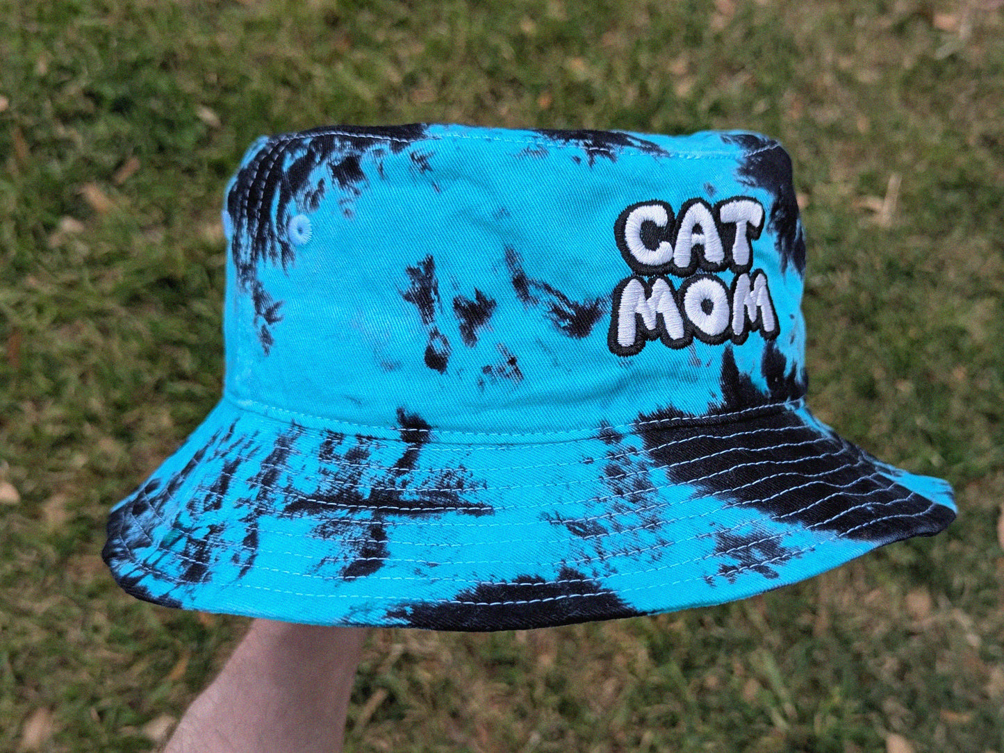 Cat Mom - Embroidered Tie Dye Bucket Hat