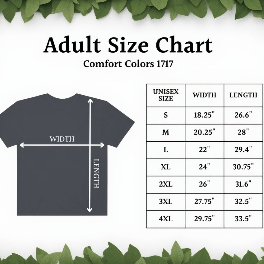 Size chart for Dance Floor Dyes rave shirts