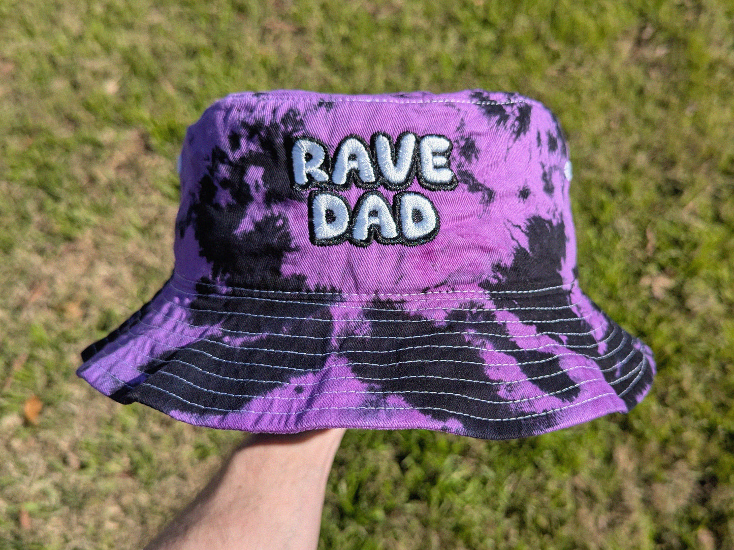 Rave Dad - Embroidered Tie Dye Bucket Hat - Men's Rave Gifts Festival Outfit Rave Outfit Rave Dad Hat