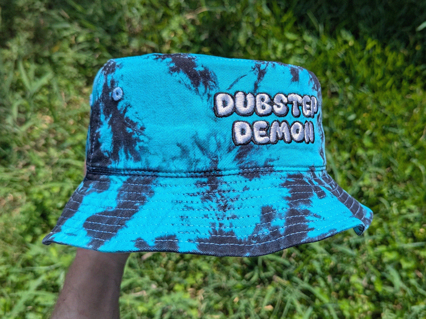 Dubstep Demon - Embroidered Tie Dye Bucket Hat - Rave Accessories Rave Outfit Festival Outfit Raver Hat EDM Gift Subtronics Dubstep Hat