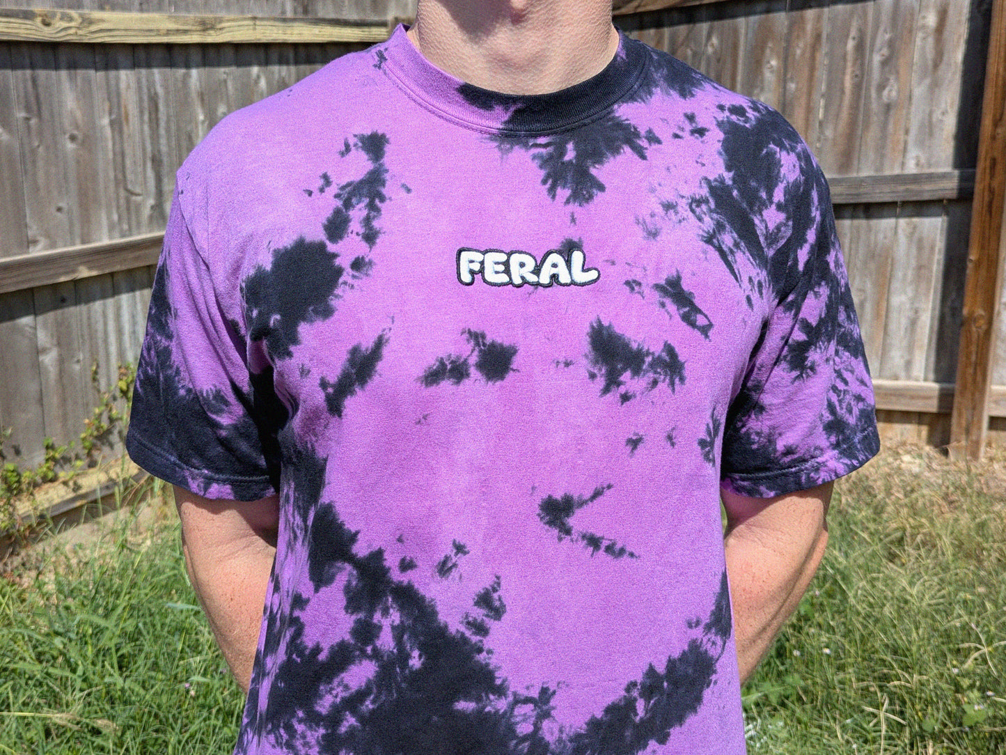 Feral 2.0 Embroidered Tie Dye Shirt - Rave Wear Festival Outfit EDM Bass Head Shirt - Raver Gift Dubstep Shirt Wook Festival Tee - Rave Apparel