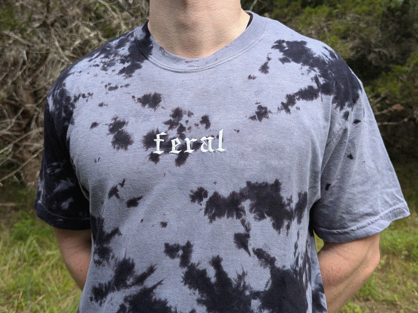 Feral 1.0 Embroidered Tie Dye Shirt - Rave Wear Festival Outfit EDM Bass Head Shirt - Raver Gift Dubstep Shirt Wook Festival Tee - Rave Girl Gift Mens Rave Shirts Unisex Rave Shirt Rave Apparel