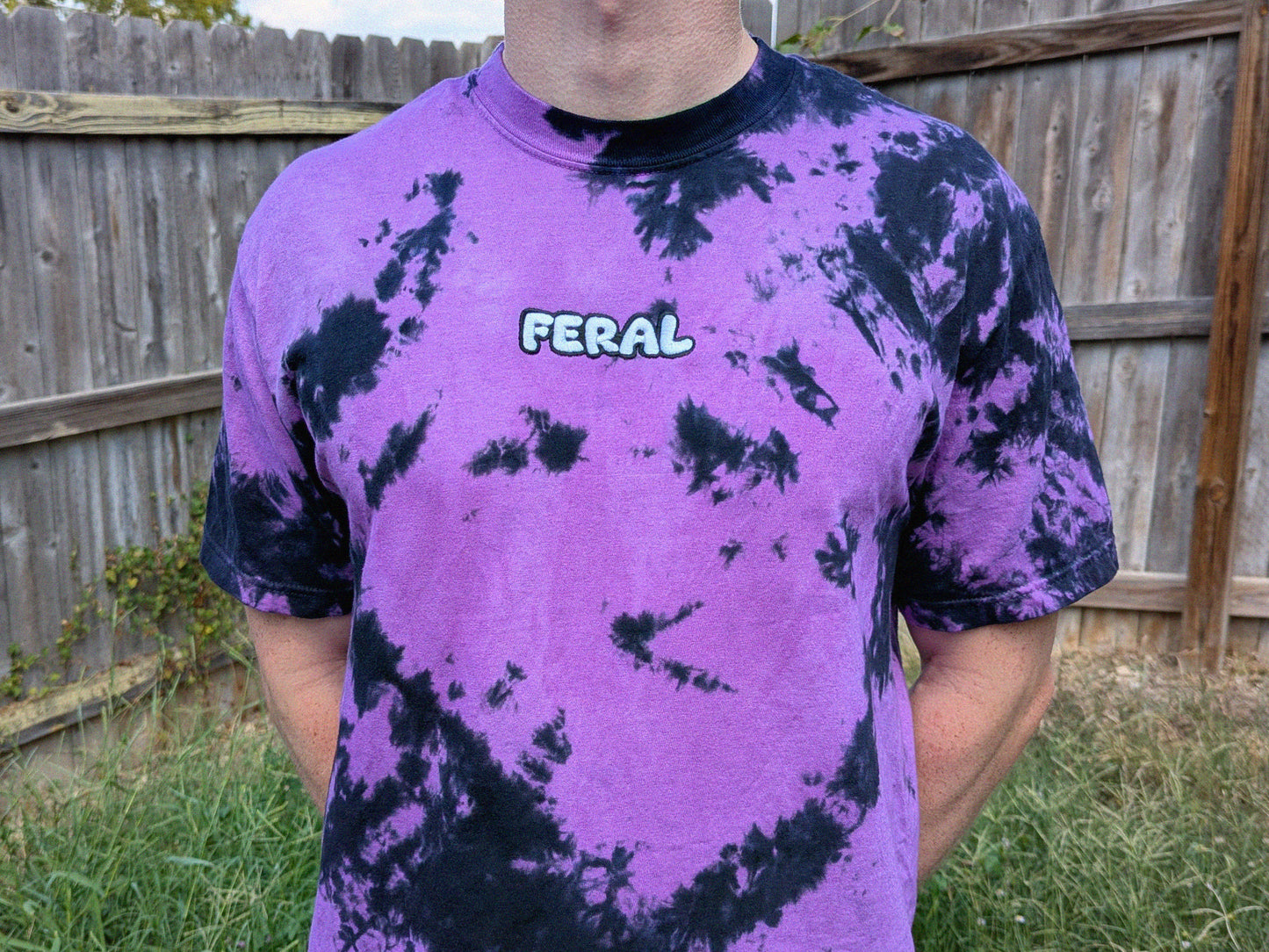 Feral 2.0 Embroidered Tie Dye Shirt - Rave Wear Festival Outfit EDM Bass Head Shirt - Raver Gift Dubstep Shirt Wook Festival Tee - Rave Apparel