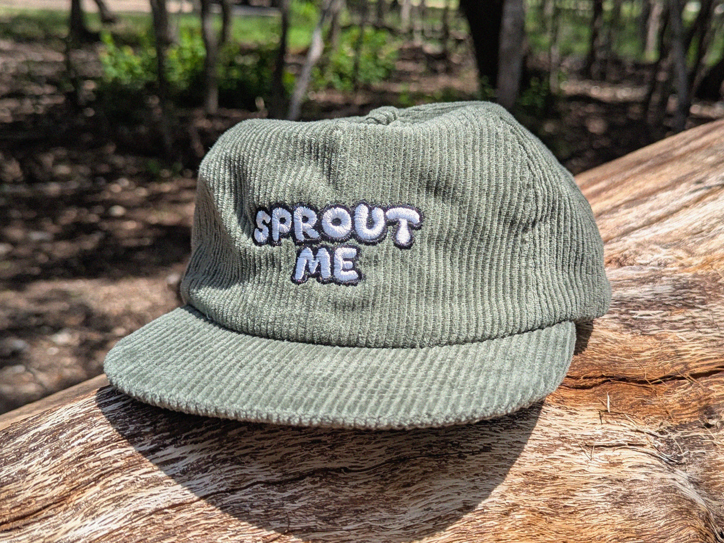 SPROUT ME Embroidered Corduroy Hat - Rave Hat Rave Outfit Music Festival Hat Raver Gift EDM Dubstep Hat Plur Sprout Me Cap Rave Gear Trinket