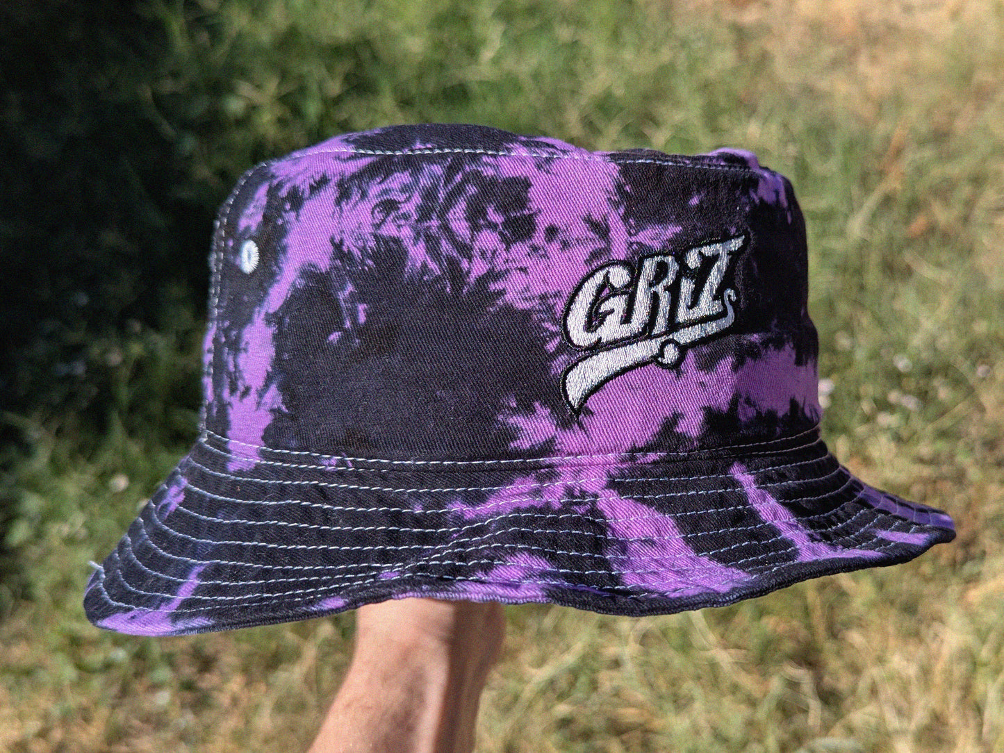 GRIZ - Embroidered Tie Dye Bucket Hat - Rave Outfit Accessory, Music Festival Gear, EDM Raver Hat, Festival Gift Griz Hat, Rave Girl Gift Rave Gifts