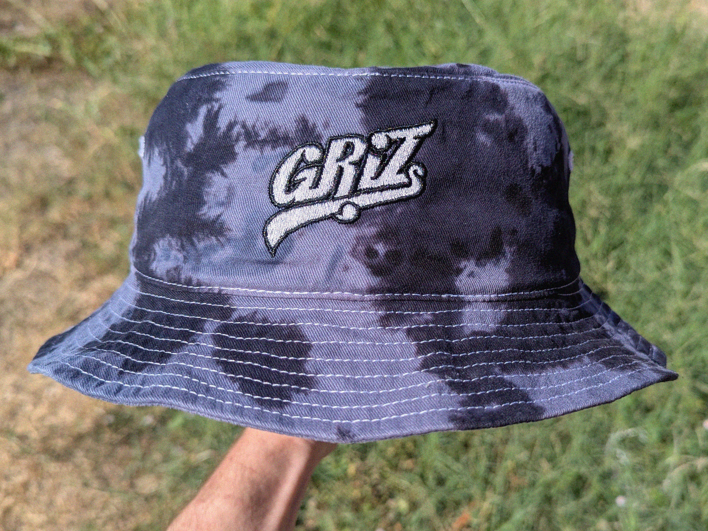 GRIZ - Embroidered Tie Dye Bucket Hat - Rave Outfit Accessory, Music Festival Gear, EDM Raver Hat, Festival Gift Griz Hat, Rave Girl Gift Rave Gifts