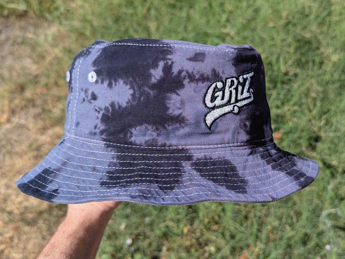 GRIZ - Embroidered Tie Dye Bucket Hat - Rave Outfit Accessory, Music Festival Gear, EDM Raver Hat, Festival Gift Griz Hat, Rave Girl Gift Rave Gifts