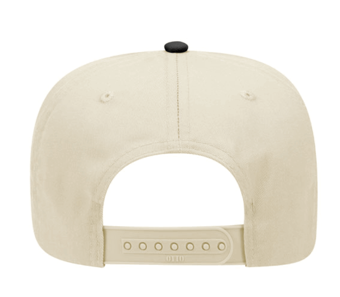 Back view of tan and black OTTO trucker cap