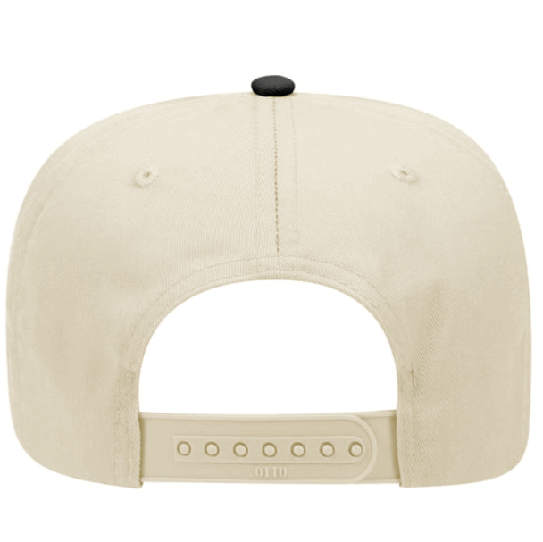 Back view of tan and black OTTO trucker cap