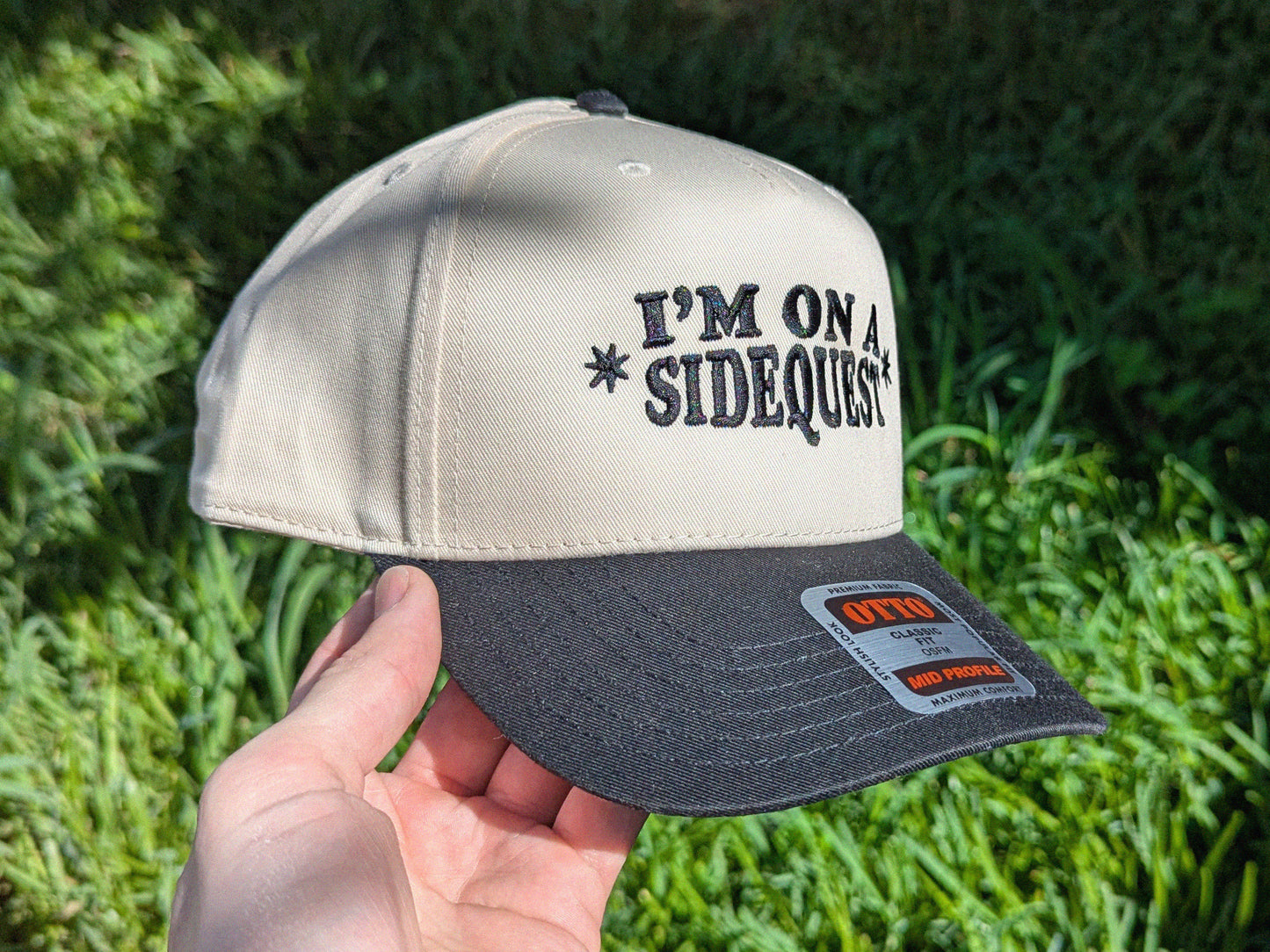 I'm On A Sidequest Embroidered Trucker Cap - Otto Cap Rave Hat Festival Outfit Raver Gift D&D Gamer Hat 5 Panel Cap Funny Meme Hat DM Cap