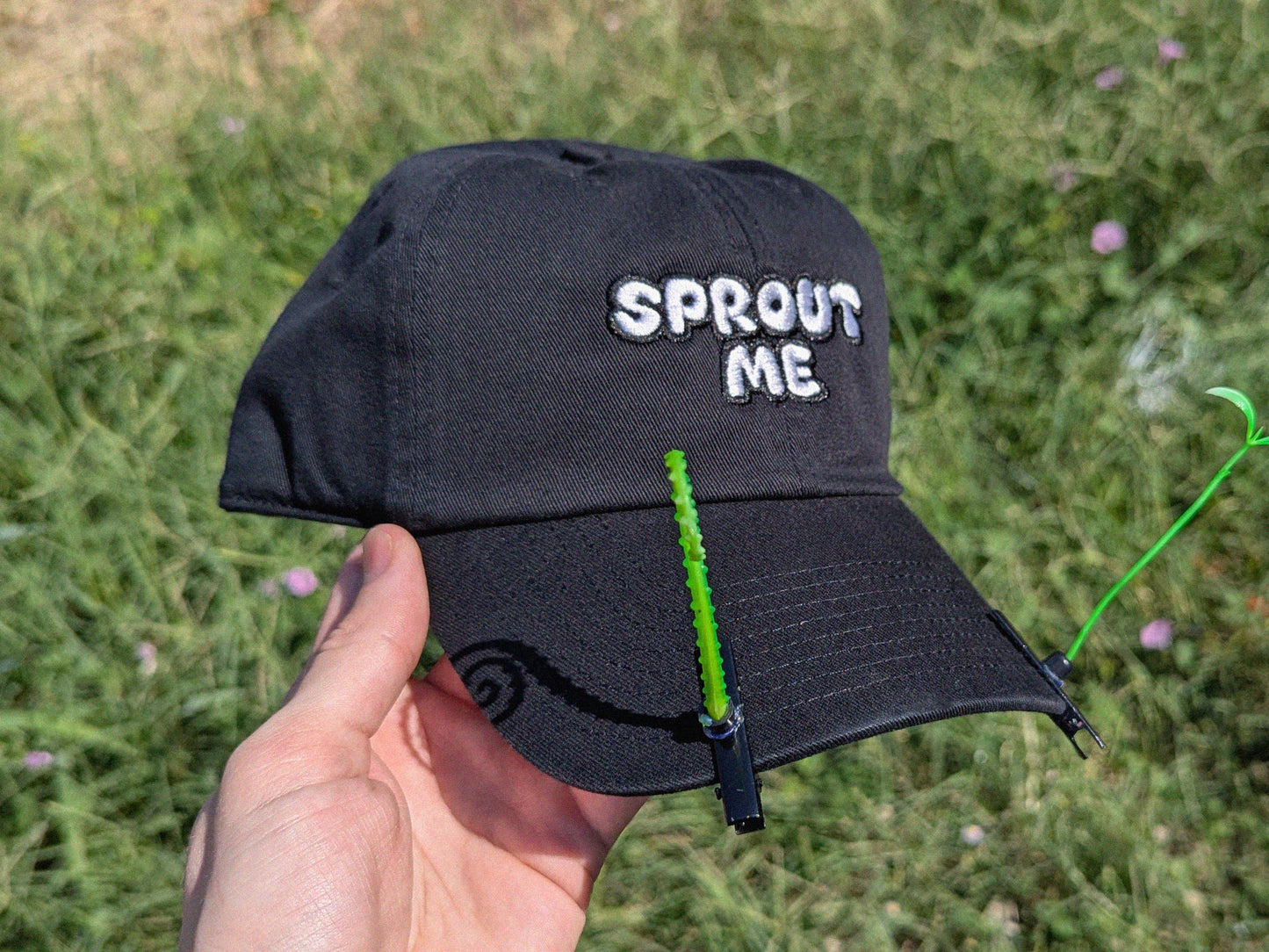 Sprout Me Embroidered Hat - Festival Rave Gear - Adjustable Unisex Baseball Cap - Music Festival EDM Rave Accessories Raver Gift Dubstep Hat