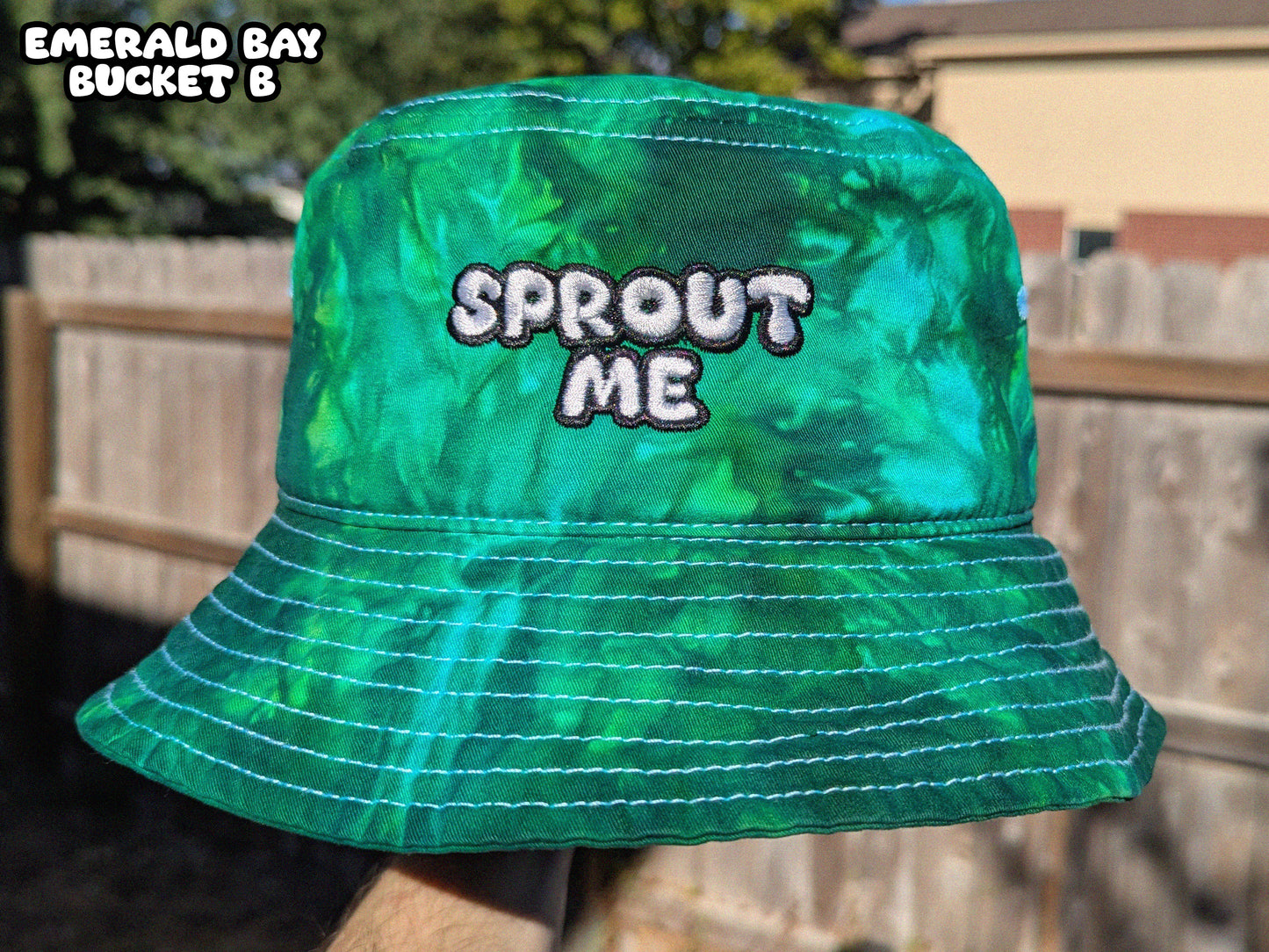 SPROUT ME - Embroidered Tie Dye Bucket Hat - Rave Accessories Rave Outfit Rave Girl Gifts Music Festival Outfit Raver Gift EDM Cute Sprout Me Hat Dubstep Gift