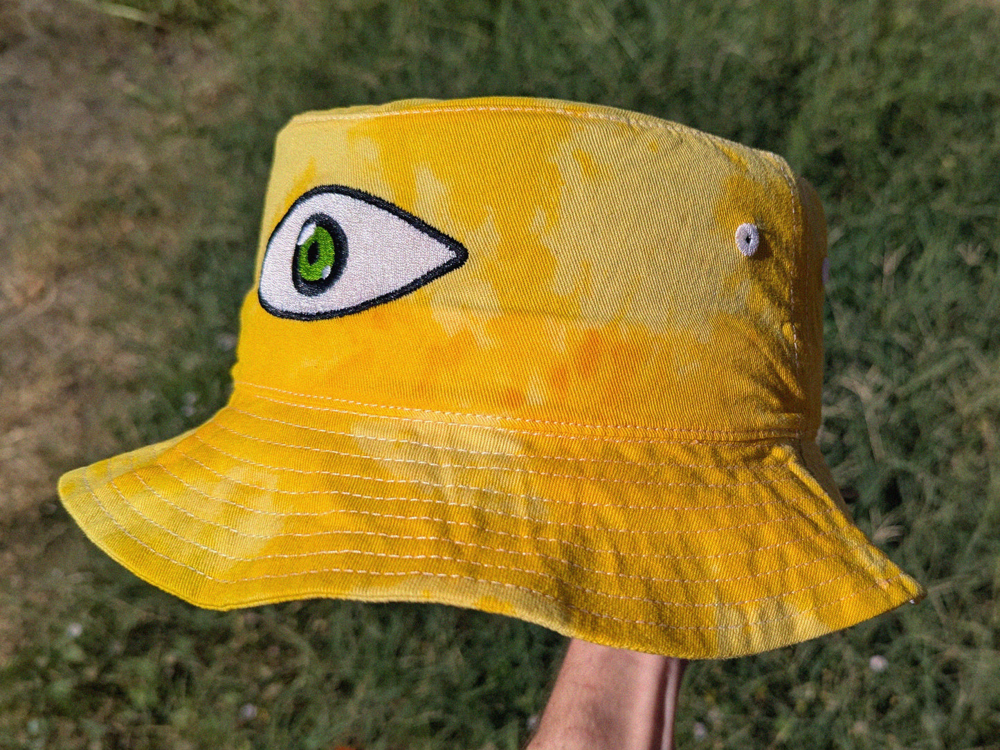 Subtronics Inspired Cyclops Eye Tie Dye Bucket Hat - Yellow Bucket Hat Raver Gift Rave Outfit EDM Festival Hat Rave Gift Subtronics Gift - Dubstep Riddim Gift Subtronics Hat Subtronics Eye