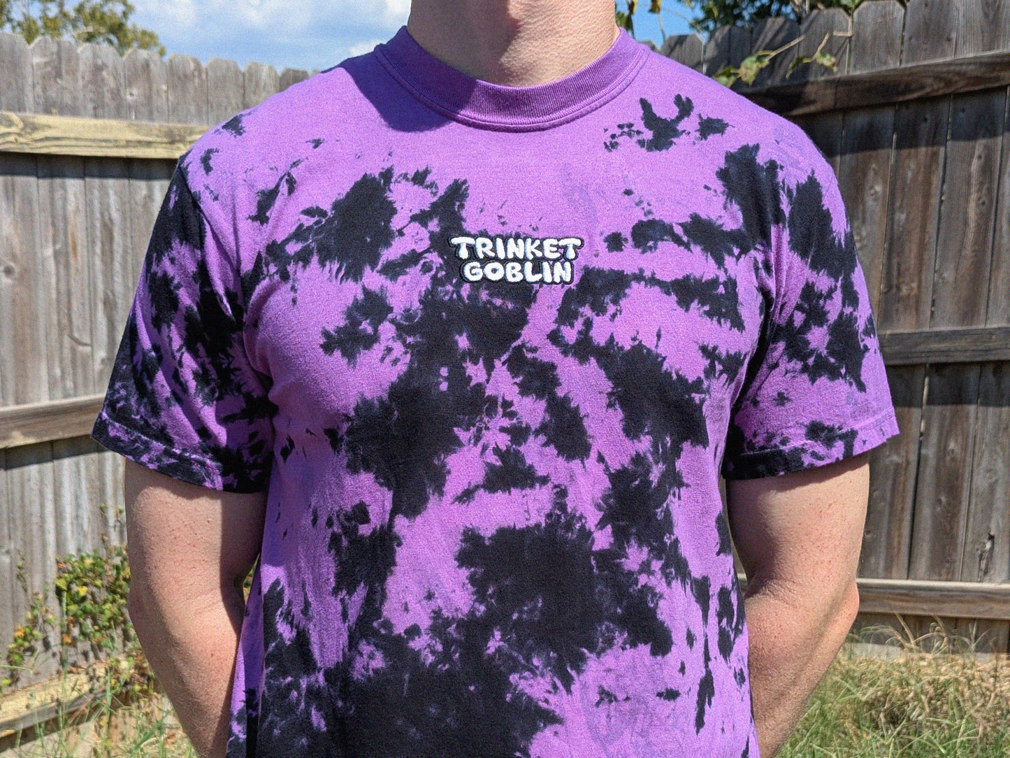 Trinket Goblin Tie Dye Embroidered Shirt - Festival Rave Wear Raver Gift EDM Festival Shirt - Rave Trinket Dubstep Riddim Bass Head Shirt PLUR