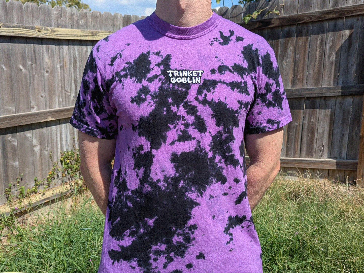 Trinket Goblin Tie Dye Embroidered Shirt - Festival Rave Wear Raver Gift EDM Festival Shirt - Rave Trinket Dubstep Riddim Bass Head Shirt PLUR