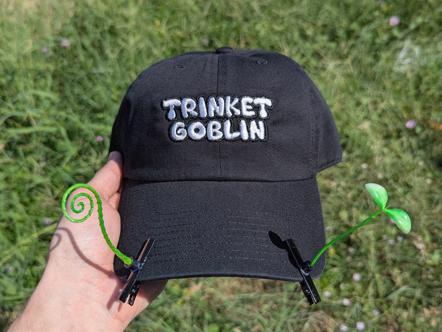 TRINKET GOBLIN Embroidered Dad Hat - Festival Rave Accessory Cap - Festival Fashion Rave Gear Raver Gift Dubstep Riddim Hat Trinket Hat