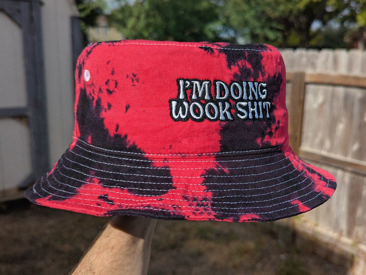 I'm Doing Wook Shit - Embroidered Tie Dye Bucket Hat Rave Accessories Rave Girl Gifts Rave Outfit Music Festival Outfit Rave Hat Wook Dubstep Bucket Hat