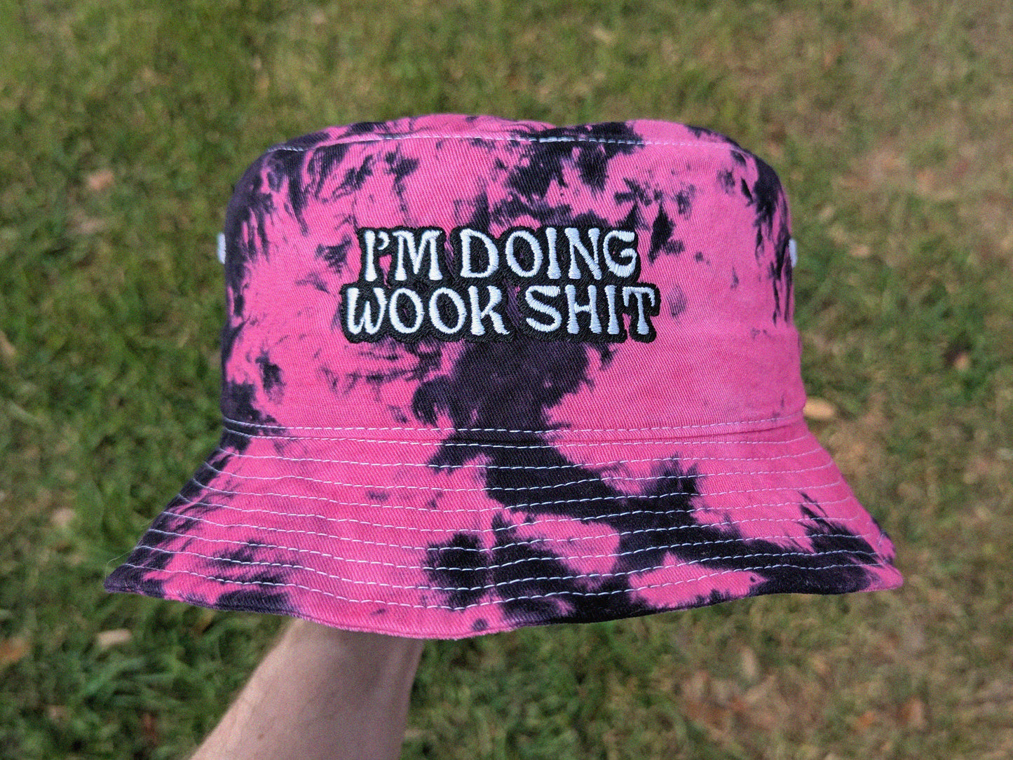 I'm Doing Wook Shit - Embroidered Tie Dye Bucket Hat Rave Accessories Rave Girl Gifts Rave Outfit Music Festival Outfit Rave Hat Wook Dubstep Bucket Hat