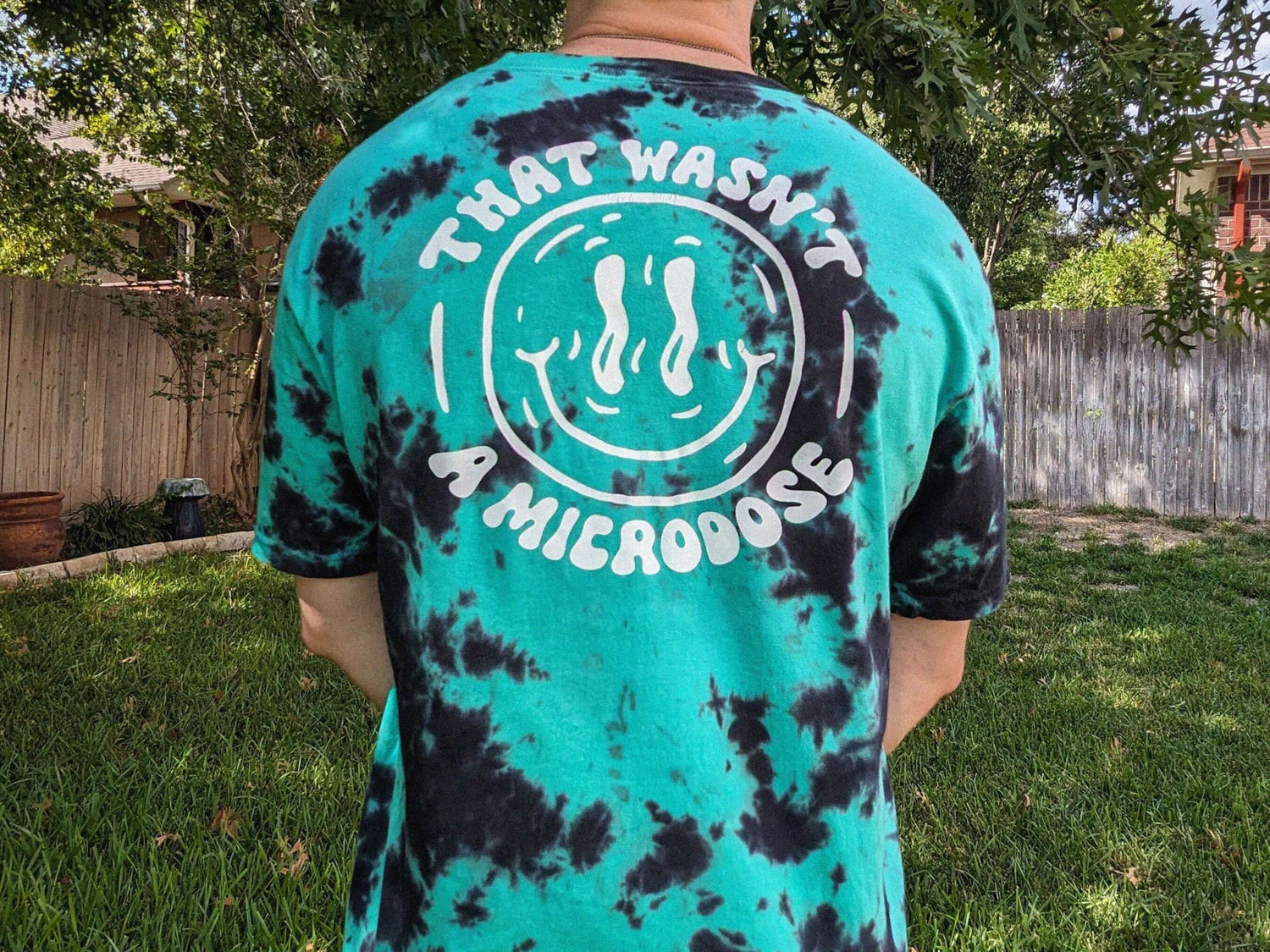Green and black tie dye "That Wasn't A Microdose" festival shirt, EDM rave clothing