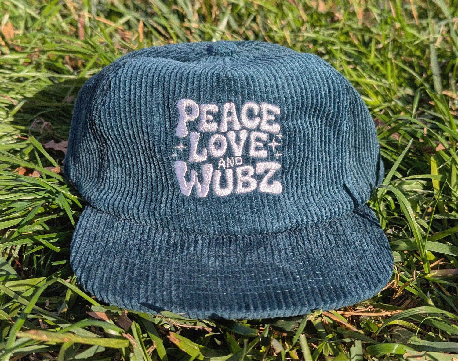 Tan corduroy cap with trippy mushroom embroidery, handmade festival hat for ravers