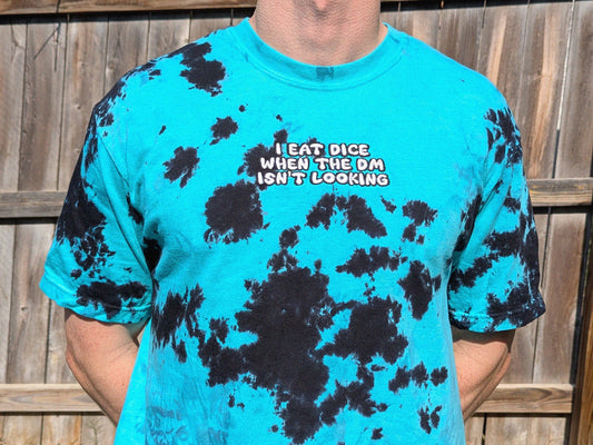 I Eat Dice When The DM Isn't Looking - Tie Dye Embroidered Shirt - DnD Gift Dungeons & Dragons Shirt RPG Gamer Fantasy Dungeon Master Gift