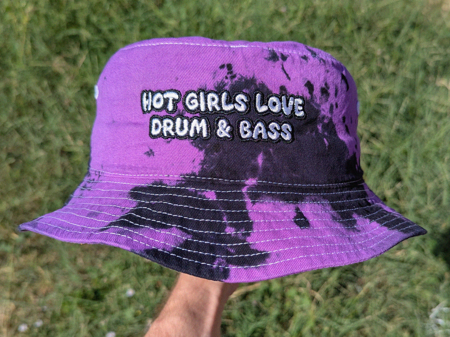 Hot Girls Love Drum & Bass - Embroidered Tie Dye Bucket Hat Rave Accessories Rave Outfit Music Festival Outfit Rave Girl Gifts Rave Hat Bucket Hat EDM Gift