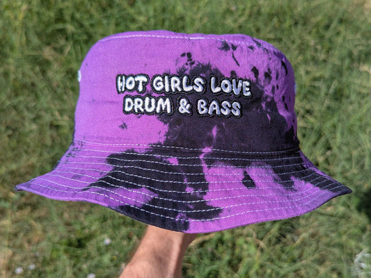 Hot Girls Love Drum & Bass - Embroidered Tie Dye Bucket Hat Rave Accessories Rave Outfit Music Festival Outfit Rave Girl Gifts Rave Hat Bucket Hat EDM Gift