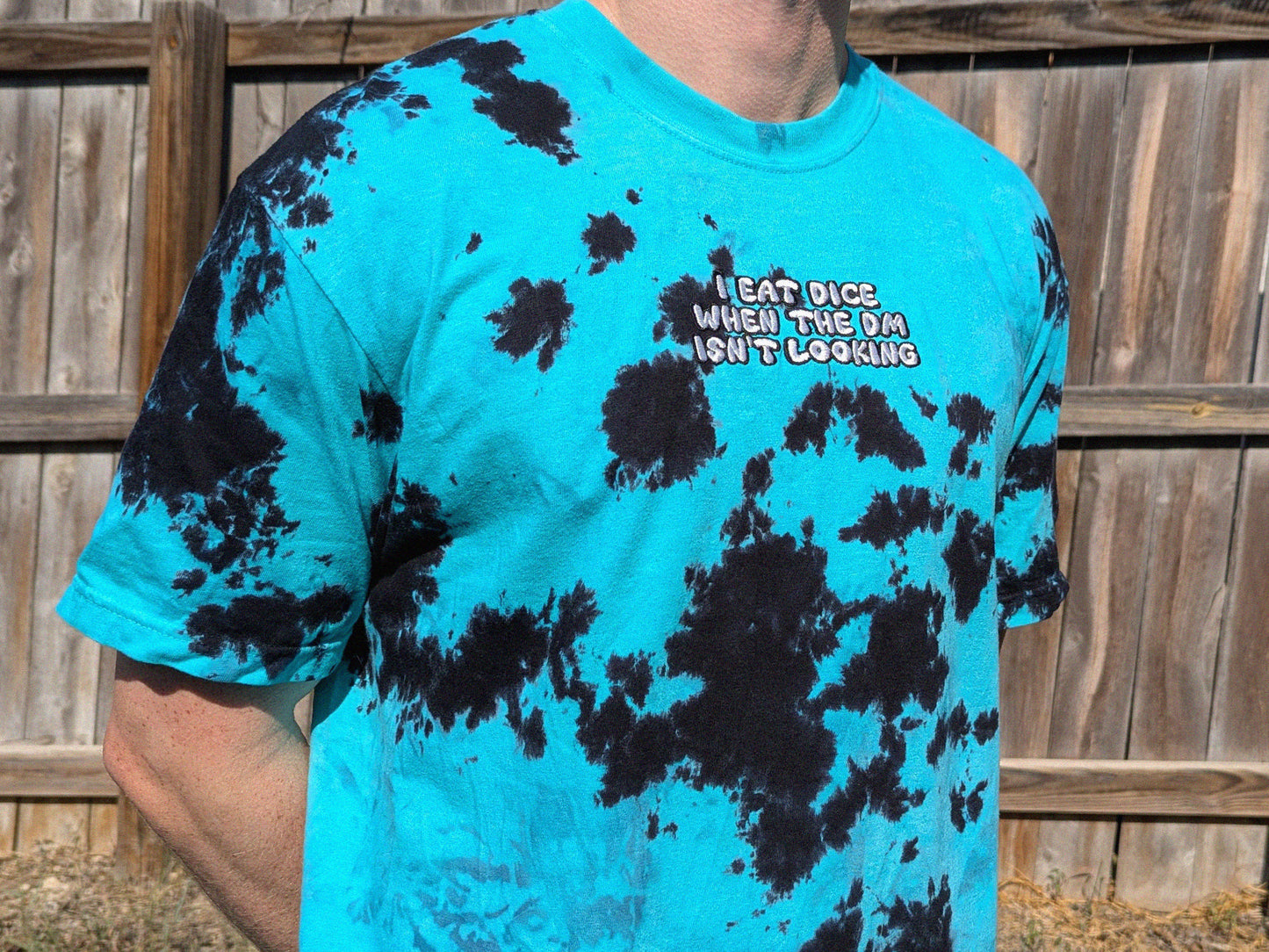 I Eat Dice When The DM Isn't Looking - Tie Dye Embroidered Shirt - DnD Gift Dungeons & Dragons Shirt RPG Gamer Fantasy Dungeon Master Gift