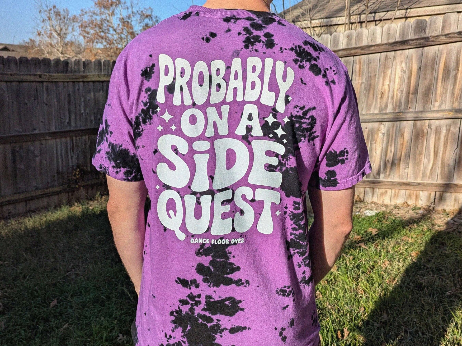 EDM festival probably on a side quest tie dye t-shirt rave clothing for gamers