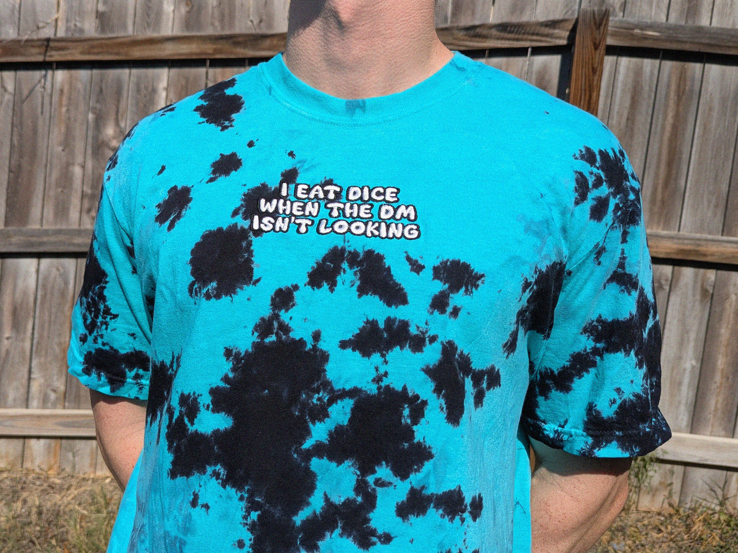 I Eat Dice When The DM Isn't Looking - Tie Dye Embroidered Shirt - DnD Gift Dungeons & Dragons Shirt RPG Gamer Fantasy Dungeon Master Gift