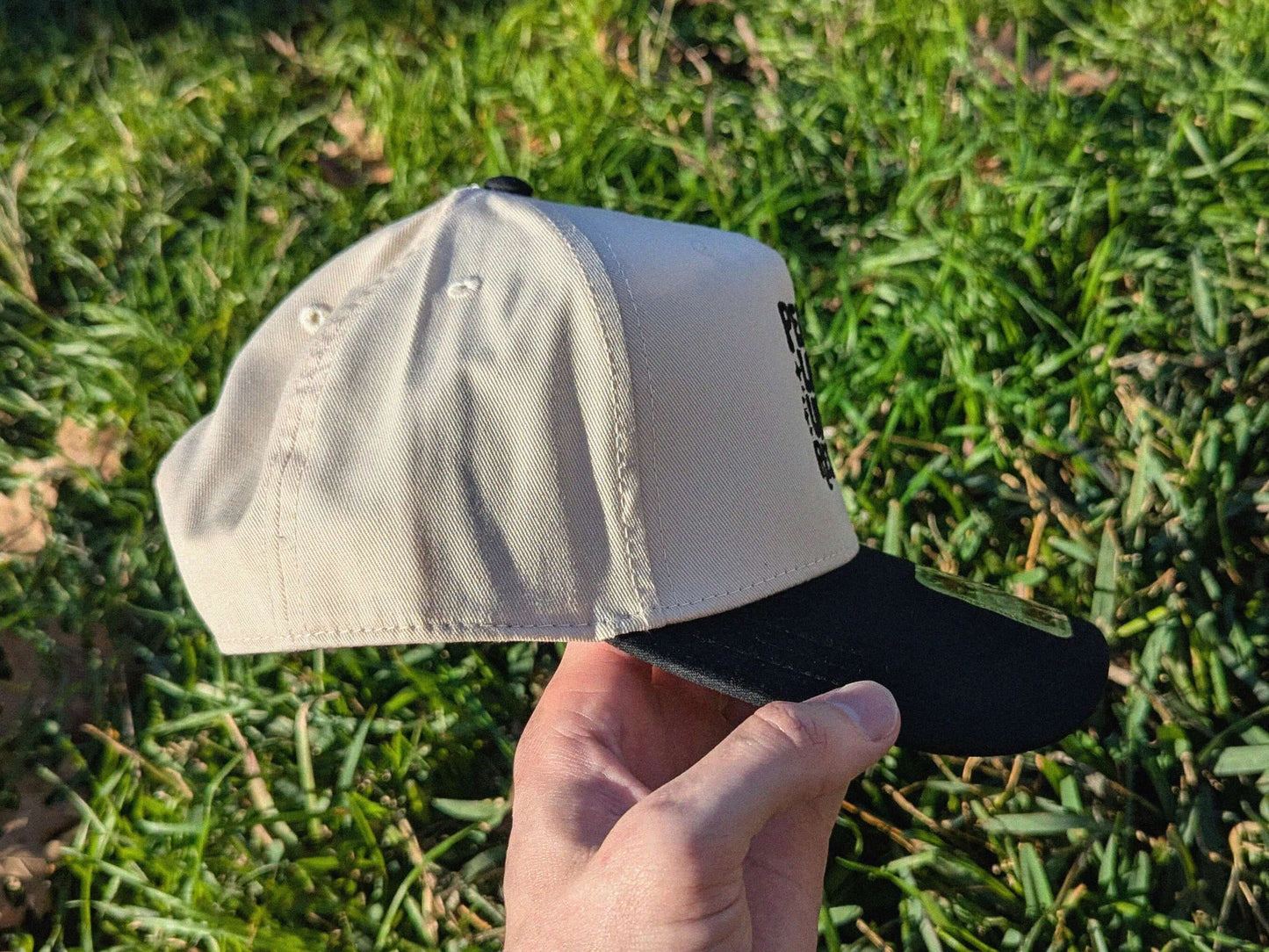 Music festival peace love unity respect trucker hat PLUR rave headwear side view