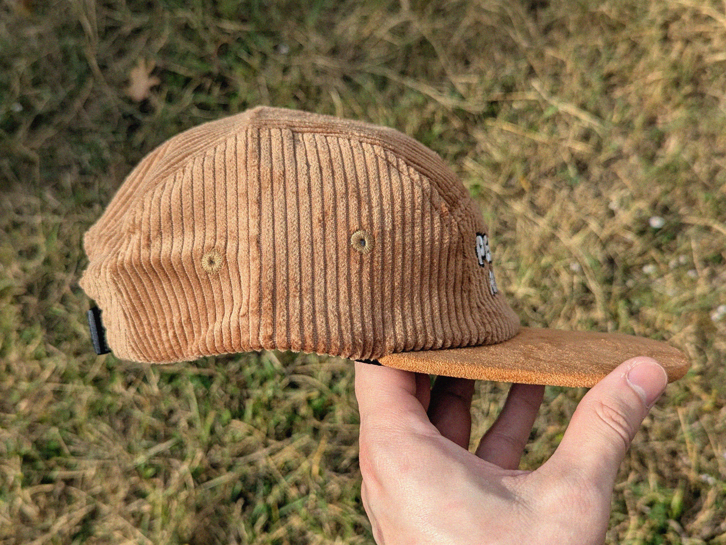 Peace Love and Wubz Embroidered Corduroy Hat - Flat Bill Adjustable Hat - Unisex Rave Hat Festival Hat EDM Outfit Accessory